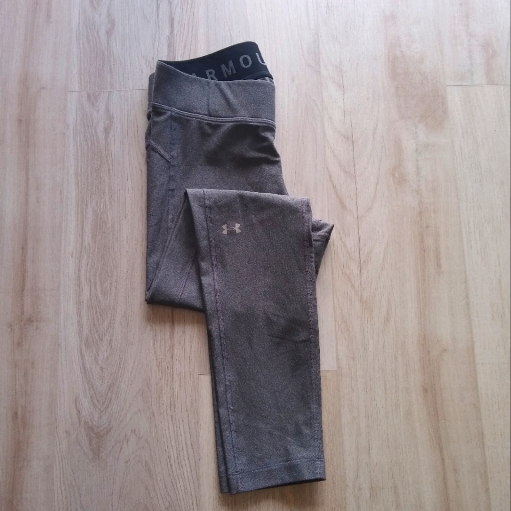 Under Armour Heat Gear Compression Leggings Dark Grey Wide Waistband Large